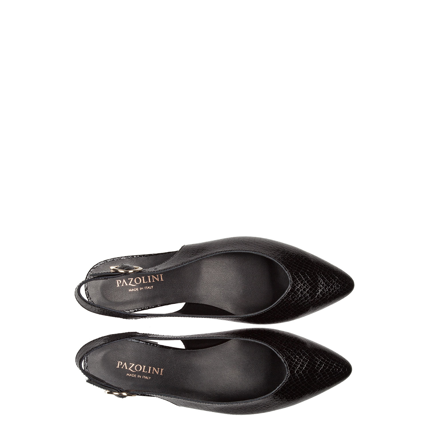 Туфли из натуральной лаковой кожи с открытой пяткой PAZOLINI SI-X5603-1